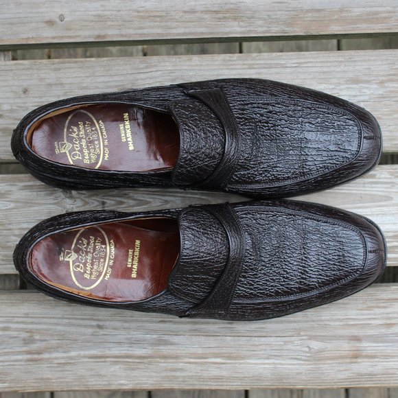 Vintage Dark Brown Genuine Sharkskin Slip-on Shoes, Made in Canada, 9.5 D, EUC - Picture 9 of 13